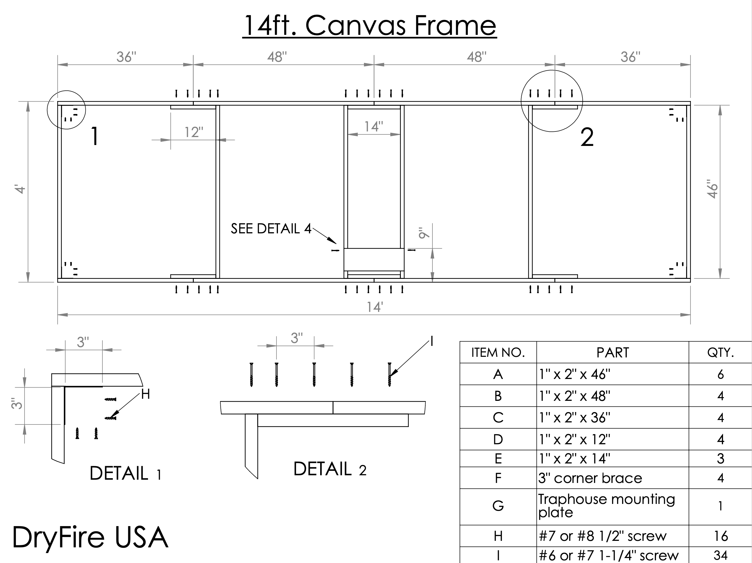 14 foot frame for DryFire USA Canvas Background Shooting Screen for indoor trap and skeet practice